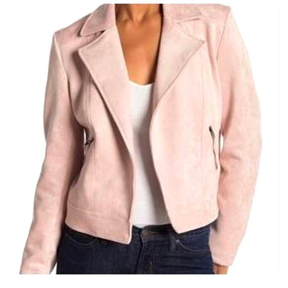 Philosophy Faux Suede Pink Biker Jacket  Large - Picture 1 of 7